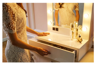 ELEGANCE HOLLYWOOD GLOW PRO VANITY MIRROR WITH WHITE FLOATING SHELF WITH DRAWER